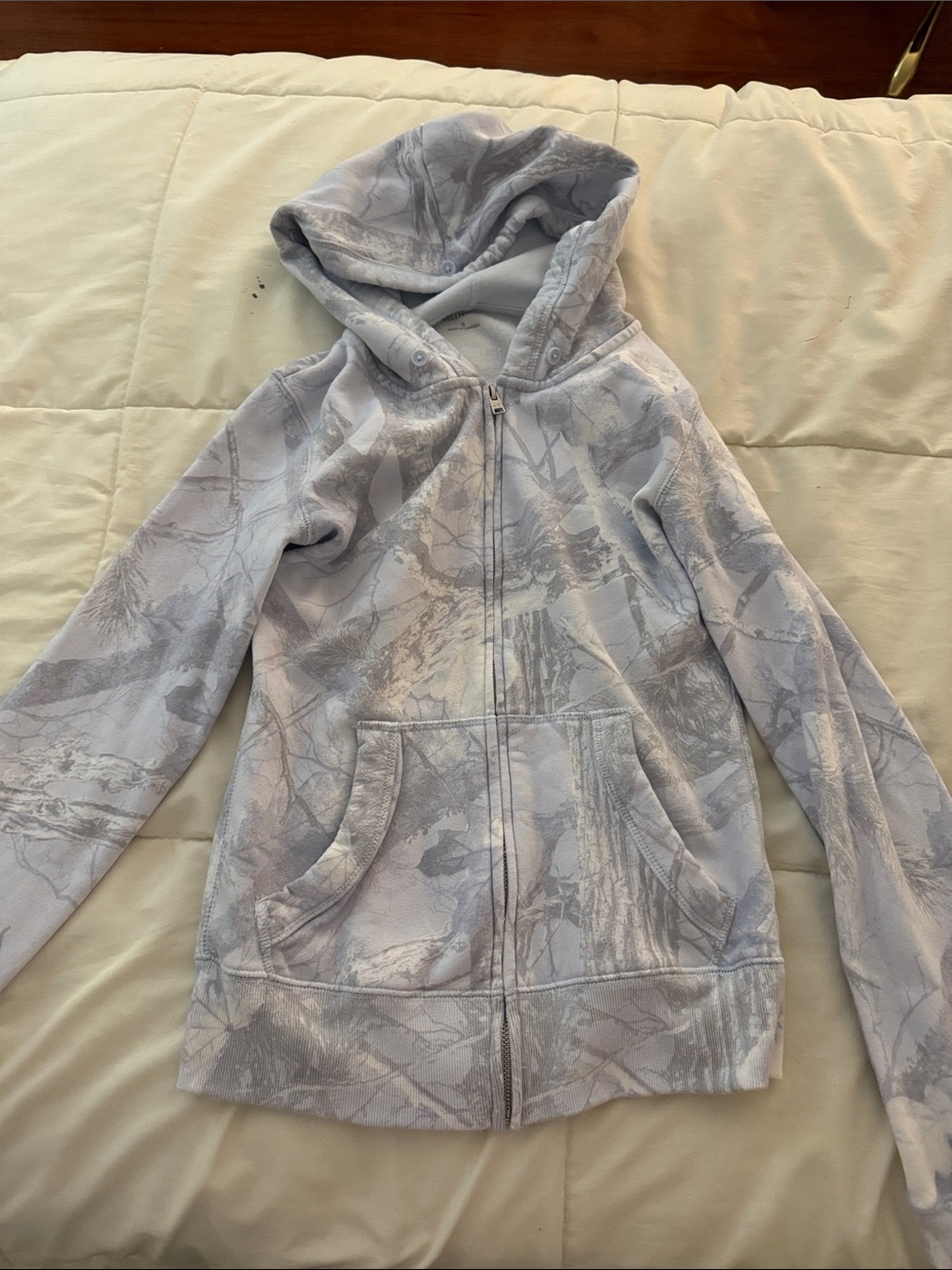 Hollister Light blue Patterned Hooded Zip-Up Jacket